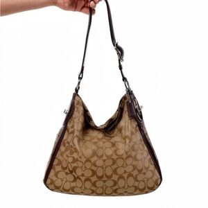 Coach Brown Signature Canvas Shoulder Hobo